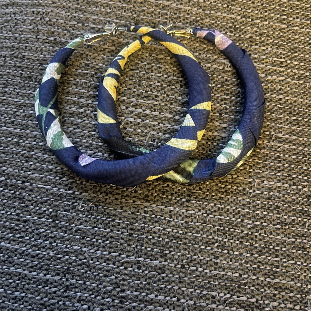 Colorful Fabric Wrapped Hoop Earrings